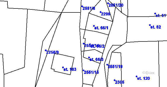 Parcela st. 2551/14 v KÚ Jankov u Českých Budějovic, Katastrální mapa