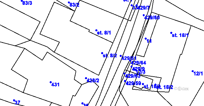 Parcela st. 8/2 v KÚ Jankov u Pelhřimova, Katastrální mapa