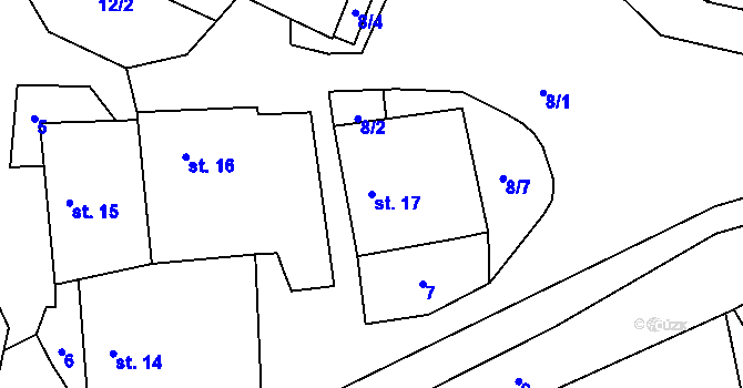 Parcela st. 17 v KÚ Jankov u Pelhřimova, Katastrální mapa