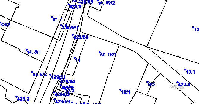 Parcela st. 18/1 v KÚ Jankov u Pelhřimova, Katastrální mapa