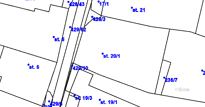 Parcela st. 20/1 v KÚ Jankov u Pelhřimova, Katastrální mapa