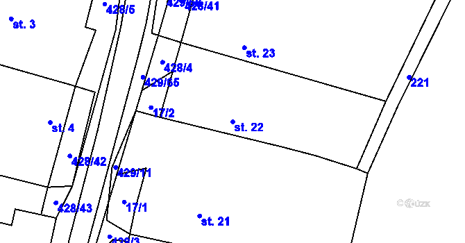 Parcela st. 22 v KÚ Jankov u Pelhřimova, Katastrální mapa
