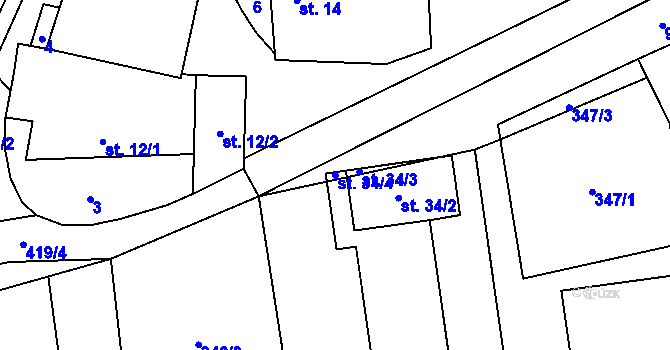 Parcela st. 34/4 v KÚ Jankov u Pelhřimova, Katastrální mapa