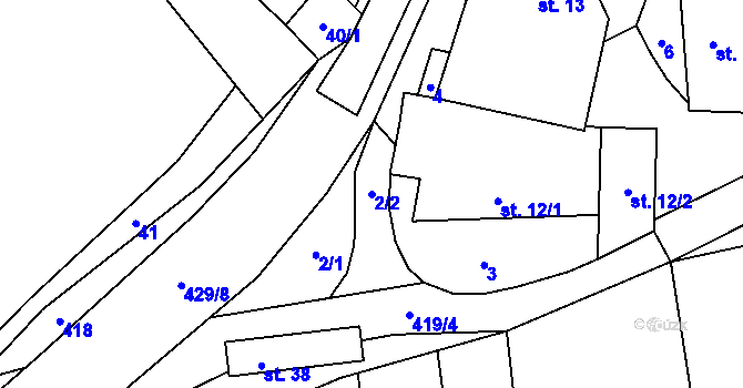 Parcela st. 2/2 v KÚ Jankov u Pelhřimova, Katastrální mapa