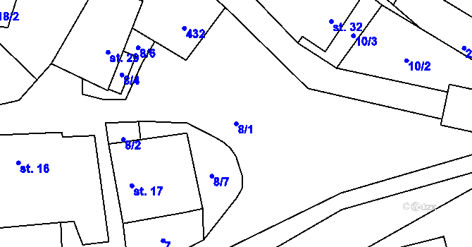 Parcela st. 8/1 v KÚ Jankov u Pelhřimova, Katastrální mapa