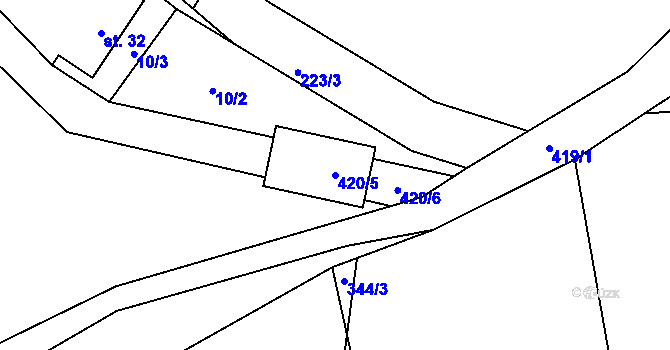 Parcela st. 420/5 v KÚ Jankov u Pelhřimova, Katastrální mapa