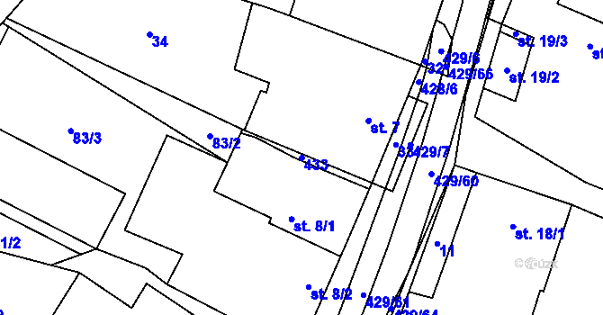 Parcela st. 433 v KÚ Jankov u Pelhřimova, Katastrální mapa