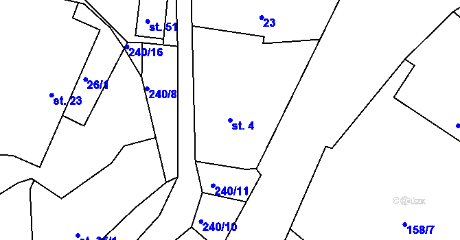 Parcela st. 4 v KÚ Jankovice u Přelouče, Katastrální mapa