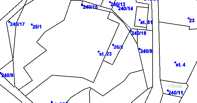 Parcela st. 23 v KÚ Jankovice u Přelouče, Katastrální mapa