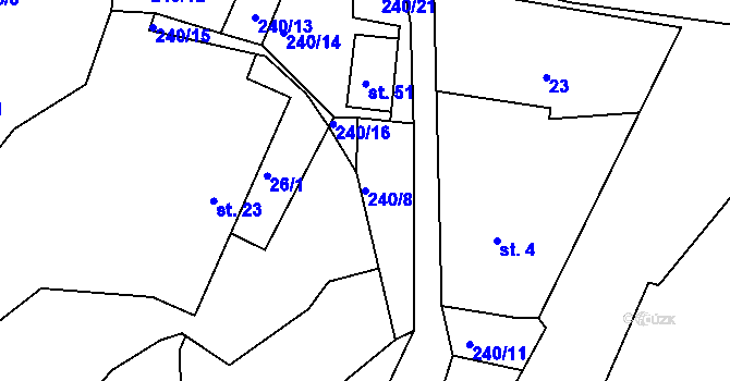 Parcela st. 240/8 v KÚ Jankovice u Přelouče, Katastrální mapa
