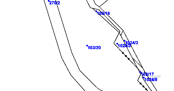 Parcela st. 103/20 v KÚ Jankovice u Přelouče, Katastrální mapa