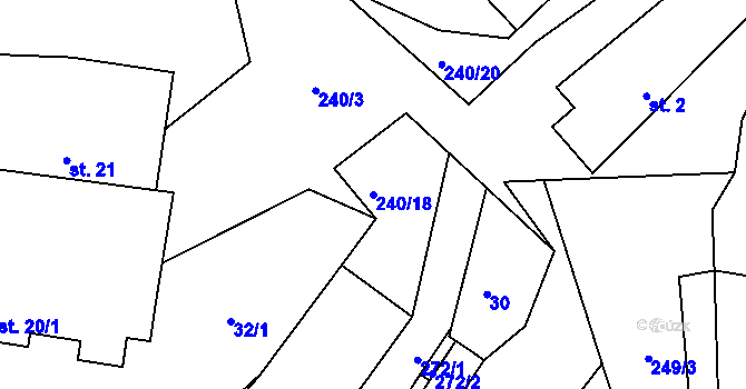 Parcela st. 240/18 v KÚ Jankovice u Přelouče, Katastrální mapa