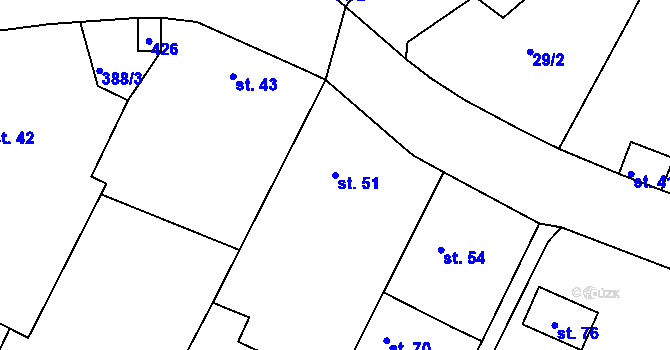 Parcela st. 51 v KÚ Kozašice, Katastrální mapa