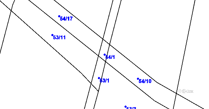 Parcela st. 54/1 v KÚ Kozašice, Katastrální mapa