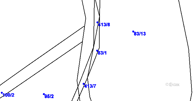 Parcela st. 83/1 v KÚ Kozašice, Katastrální mapa