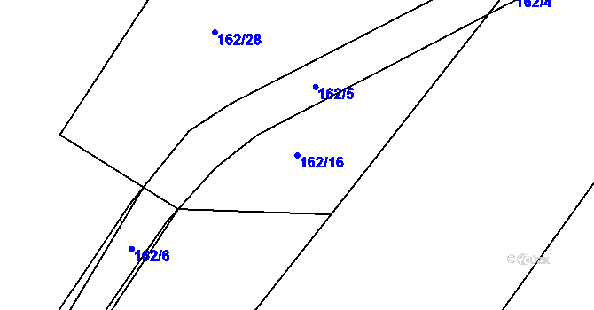 Parcela st. 162/16 v KÚ Kozašice, Katastrální mapa