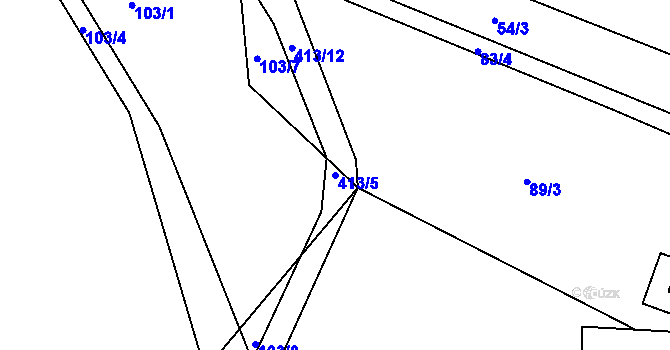 Parcela st. 413/5 v KÚ Kozašice, Katastrální mapa