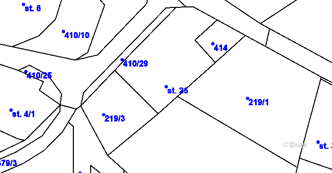 Parcela st. 25 v KÚ Seník, Katastrální mapa