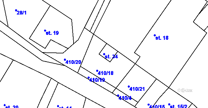 Parcela st. 34 v KÚ Seník, Katastrální mapa