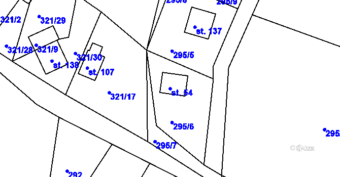 Parcela st. 54 v KÚ Seník, Katastrální mapa