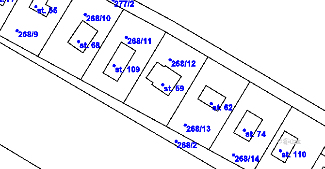 Parcela st. 59 v KÚ Seník, Katastrální mapa
