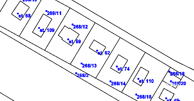 Parcela st. 62 v KÚ Seník, Katastrální mapa