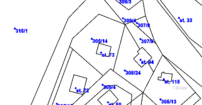 Parcela st. 73 v KÚ Seník, Katastrální mapa