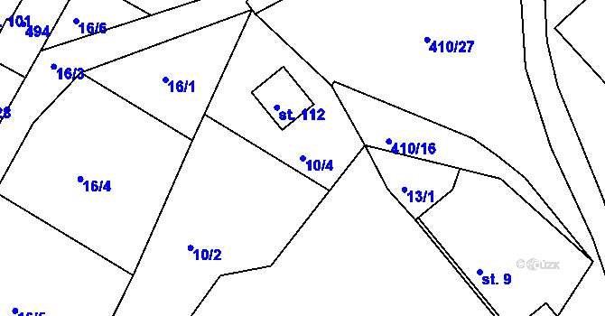 Parcela st. 10/4 v KÚ Seník, Katastrální mapa