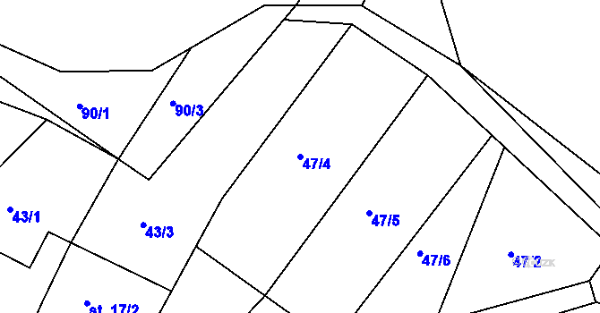 Parcela st. 47/4 v KÚ Seník, Katastrální mapa