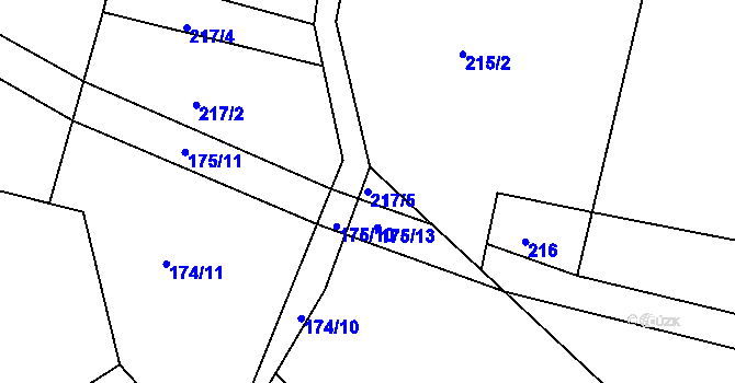 Parcela st. 217/5 v KÚ Seník, Katastrální mapa