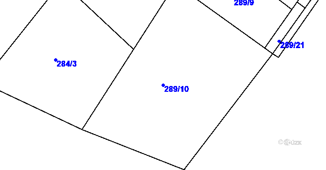 Parcela st. 289/10 v KÚ Seník, Katastrální mapa