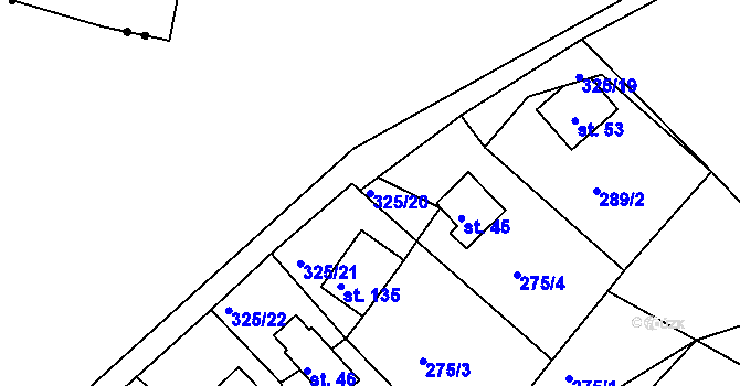 Parcela st. 325/20 v KÚ Seník, Katastrální mapa