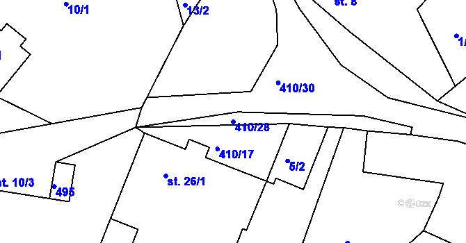 Parcela st. 410/28 v KÚ Seník, Katastrální mapa