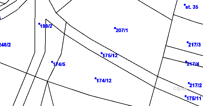 Parcela st. 175/12 v KÚ Seník, Katastrální mapa