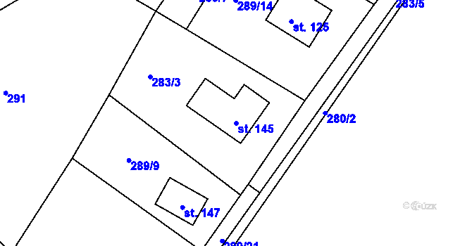 Parcela st. 145 v KÚ Seník, Katastrální mapa