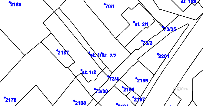 Parcela st. 2/2 v KÚ Jankovice u Holešova, Katastrální mapa