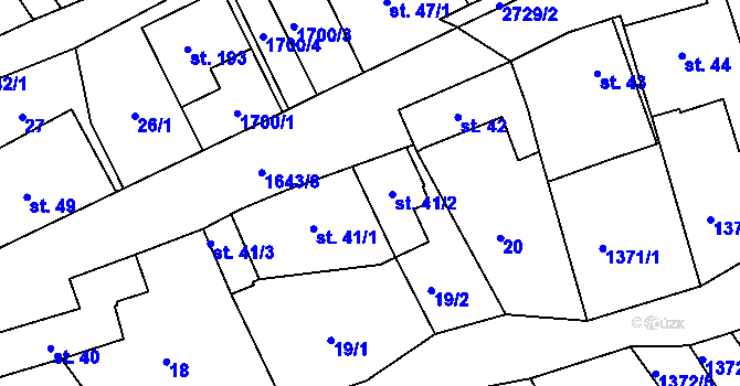 Parcela st. 41/2 v KÚ Jankovice u Holešova, Katastrální mapa