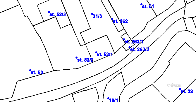 Parcela st. 52/1 v KÚ Jankovice u Holešova, Katastrální mapa