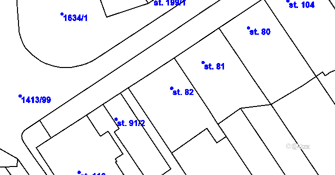 Parcela st. 82 v KÚ Jankovice u Holešova, Katastrální mapa