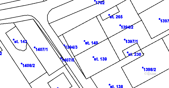 Parcela st. 140 v KÚ Jankovice u Holešova, Katastrální mapa