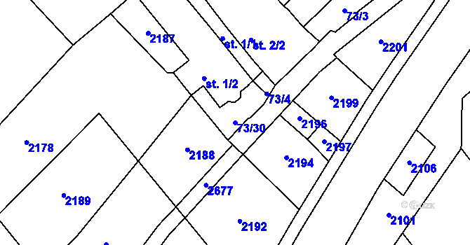 Parcela st. 73/30 v KÚ Jankovice u Holešova, Katastrální mapa