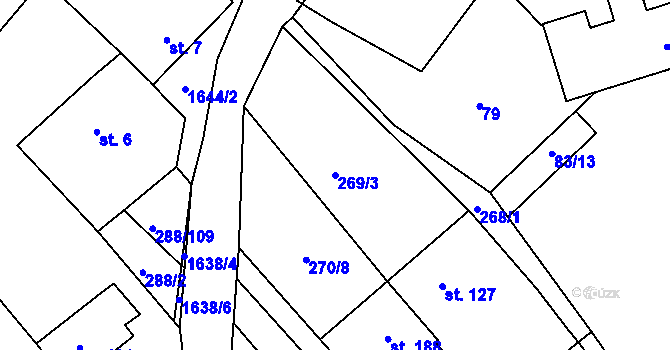 Parcela st. 269/3 v KÚ Jankovice u Holešova, Katastrální mapa