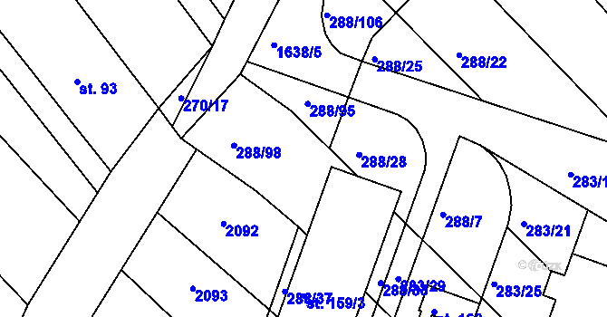 Parcela st. 288/32 v KÚ Jankovice u Holešova, Katastrální mapa