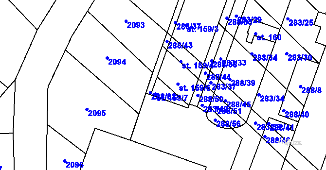 Parcela st. 288/55 v KÚ Jankovice u Holešova, Katastrální mapa