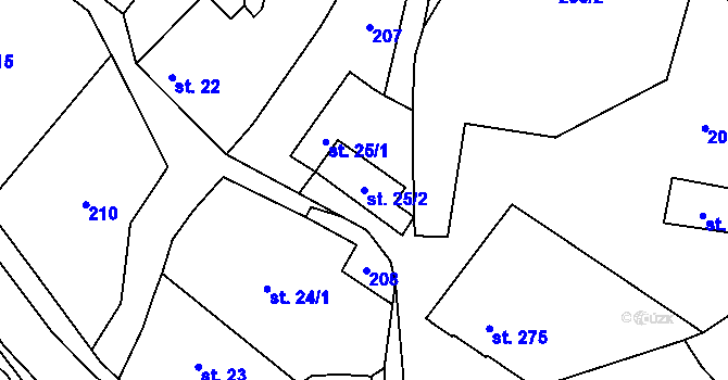 Parcela st. 25/2 v KÚ Jankovice u Uherského Hradiště, Katastrální mapa
