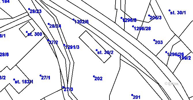 Parcela st. 30/2 v KÚ Jankovice u Uherského Hradiště, Katastrální mapa