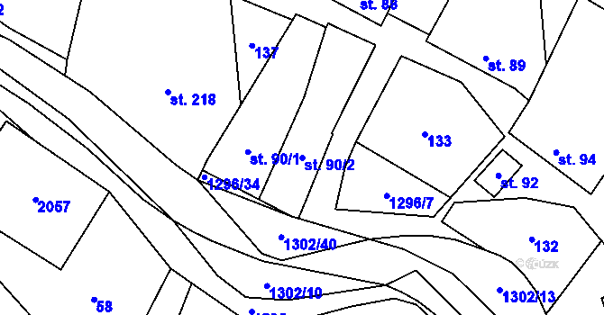 Parcela st. 90/2 v KÚ Jankovice u Uherského Hradiště, Katastrální mapa