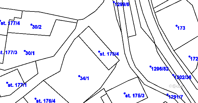 Parcela st. 175/4 v KÚ Jankovice u Uherského Hradiště, Katastrální mapa