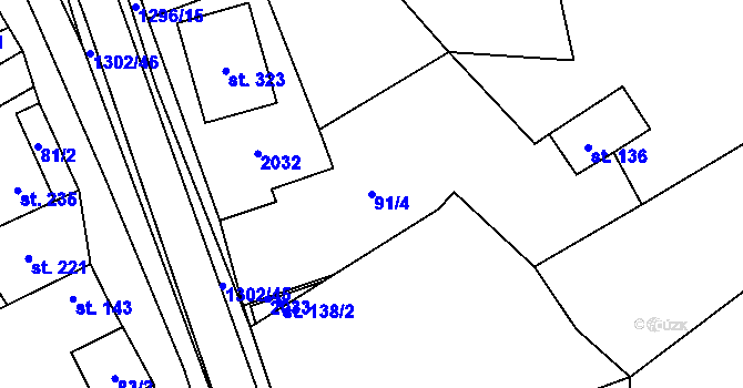Parcela st. 91/4 v KÚ Jankovice u Uherského Hradiště, Katastrální mapa