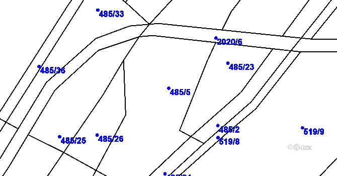 Parcela st. 485/5 v KÚ Jankovice u Uherského Hradiště, Katastrální mapa
